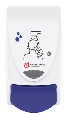 Deb Cleanse Shower dispenser 1L Wit met Blauwe knop